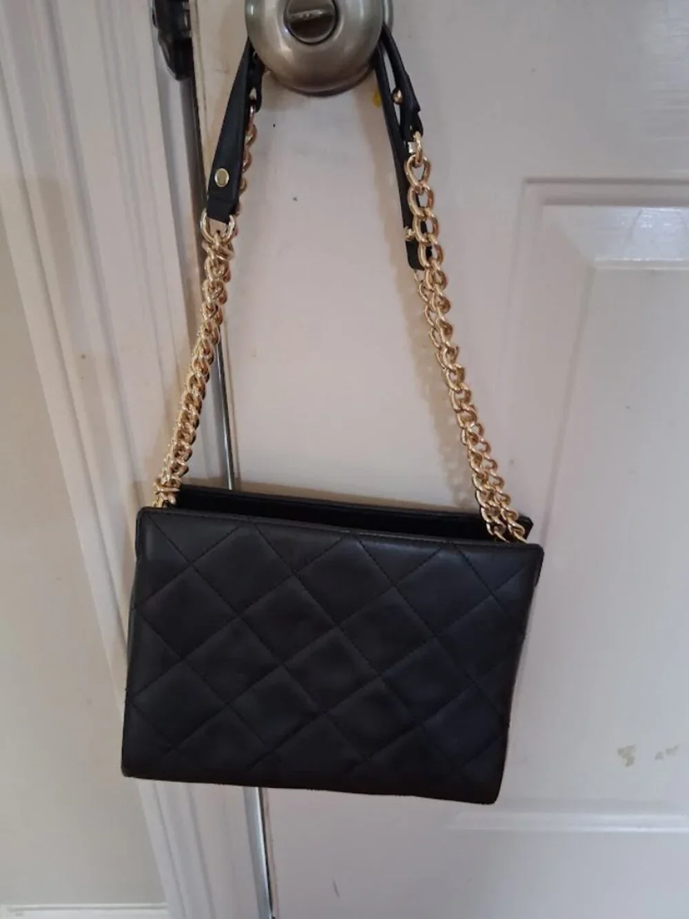 Kate Spade Black Quilted Leather Gold Chain Shoulder Bag